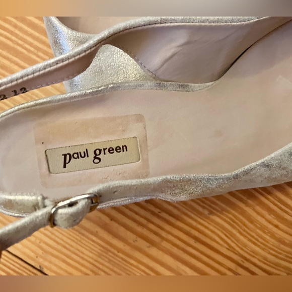NWOB Paul Green Rio Pointed Toe Kitten Heel Slingback Antik Metallic Suede 7.5. - Picture 9 of 11